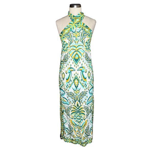 FARM RIO Tropical Tapestry Halter Neck Maxi Dress Women's Size Medium NWT - Picture 2 of 12